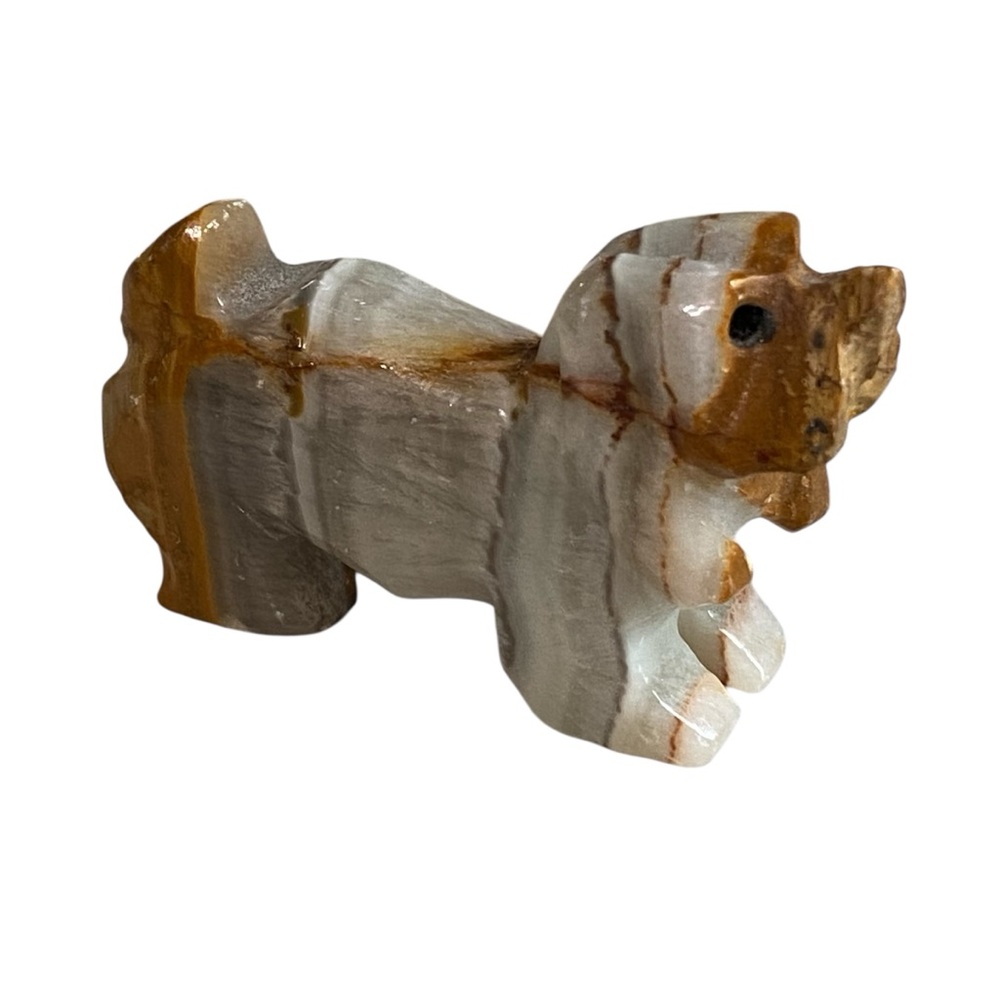 Vintage Onyx Basset Hound  Cocker Spaniel Dog Mini Carved Figure